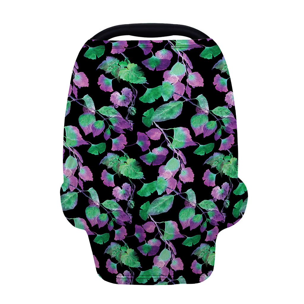 Purple And Green Leaf Pattern Print Baby Seat Cover