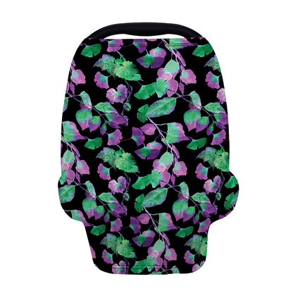 Purple And Green Leaf Pattern Print Baby Seat Cover