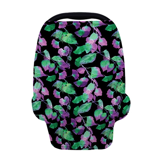 Purple And Green Leaf Pattern Print Baby Seat Cover