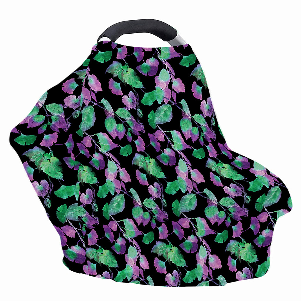 Purple And Green Leaf Pattern Print Baby Seat Cover
