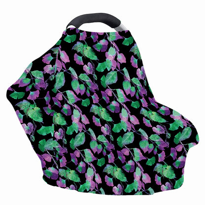 Purple And Green Leaf Pattern Print Baby Seat Cover
