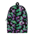 Purple And Green Leaf Pattern Print School Backpack