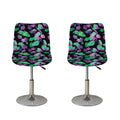 Purple And Green Leaf Pattern Print Bar Stool Covers
