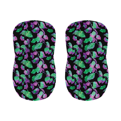 Purple And Green Leaf Pattern Print Bar Stool Covers