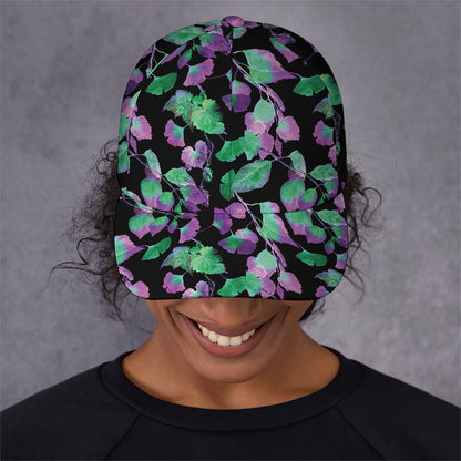 Purple And Green Leaf Pattern Print Baseball Cap