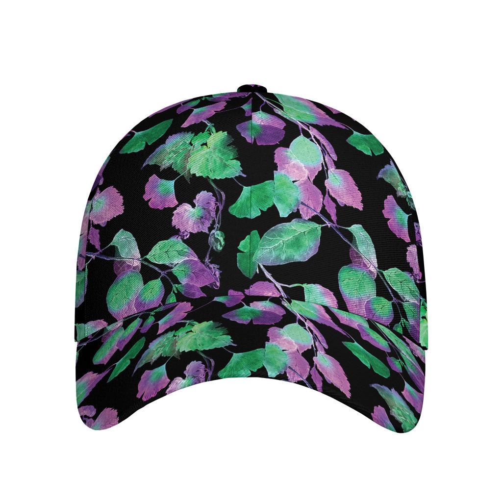 Purple And Green Leaf Pattern Print Baseball Cap