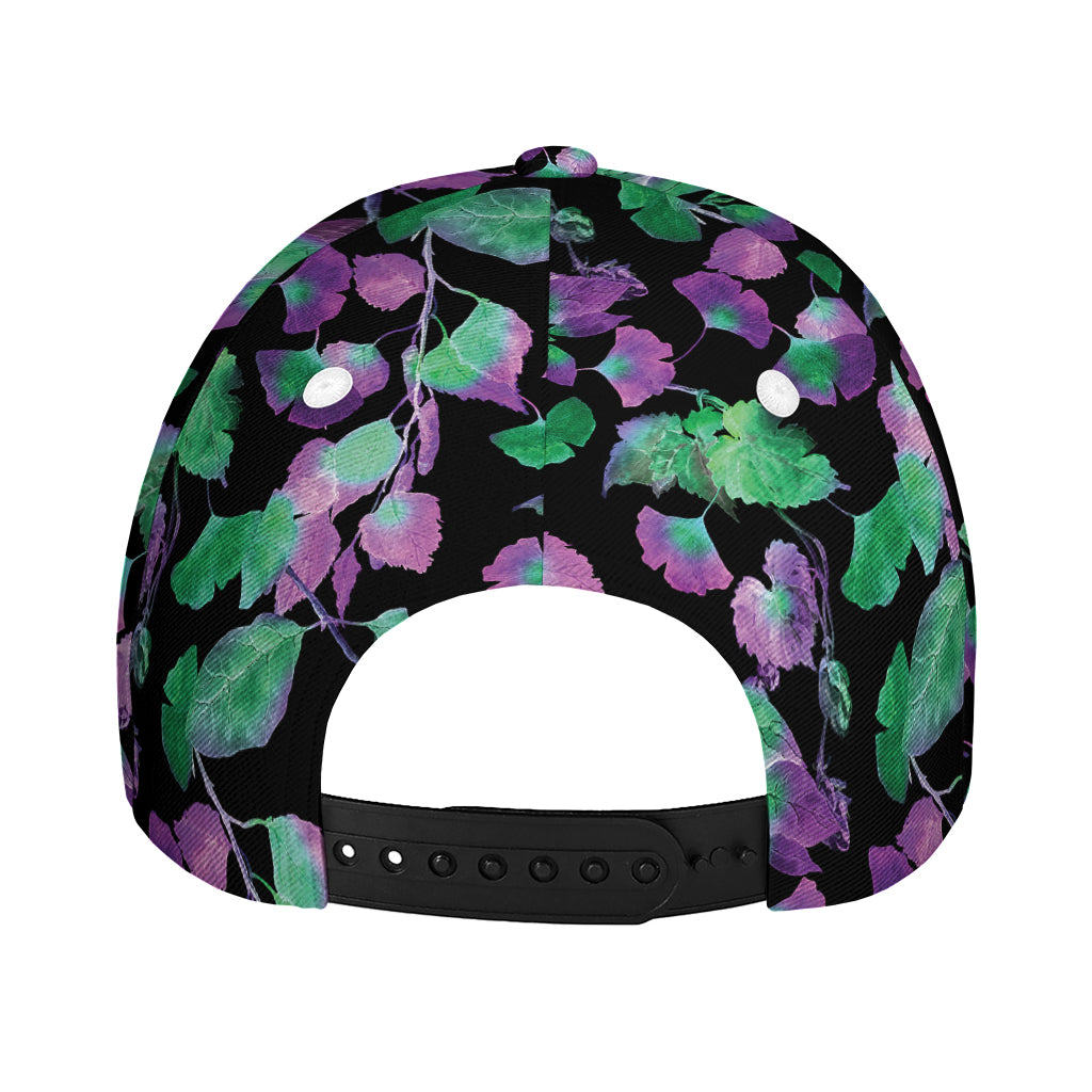 Purple And Green Leaf Pattern Print Baseball Cap