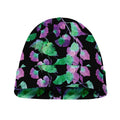 Purple And Green Leaf Pattern Print Beanie