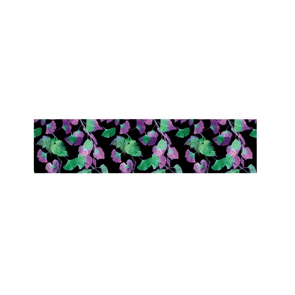Purple And Green Leaf Pattern Print Bed Runner
