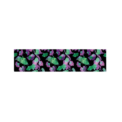 Purple And Green Leaf Pattern Print Bed Runner