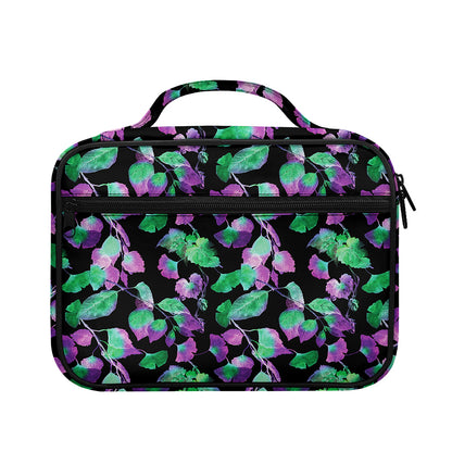 Purple And Green Leaf Pattern Print Briefcase Bible Bag