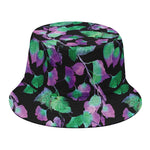 Purple And Green Leaf Pattern Print Bucket Hat