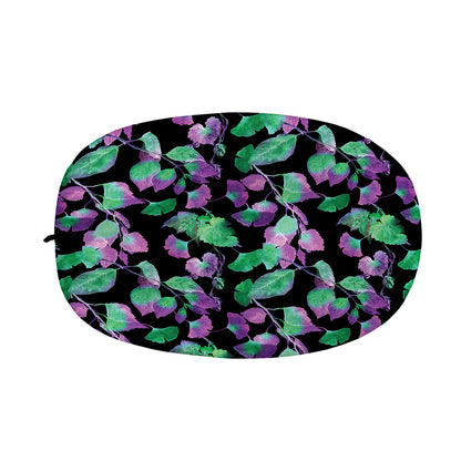 Purple And Green Leaf Pattern Print Car Side Mirror Covers