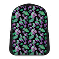 Purple And Green Leaf Pattern Print Casual Backpack