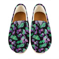 Purple And Green Leaf Pattern Print Casual Shoes