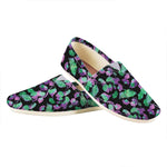 Purple And Green Leaf Pattern Print Casual Shoes