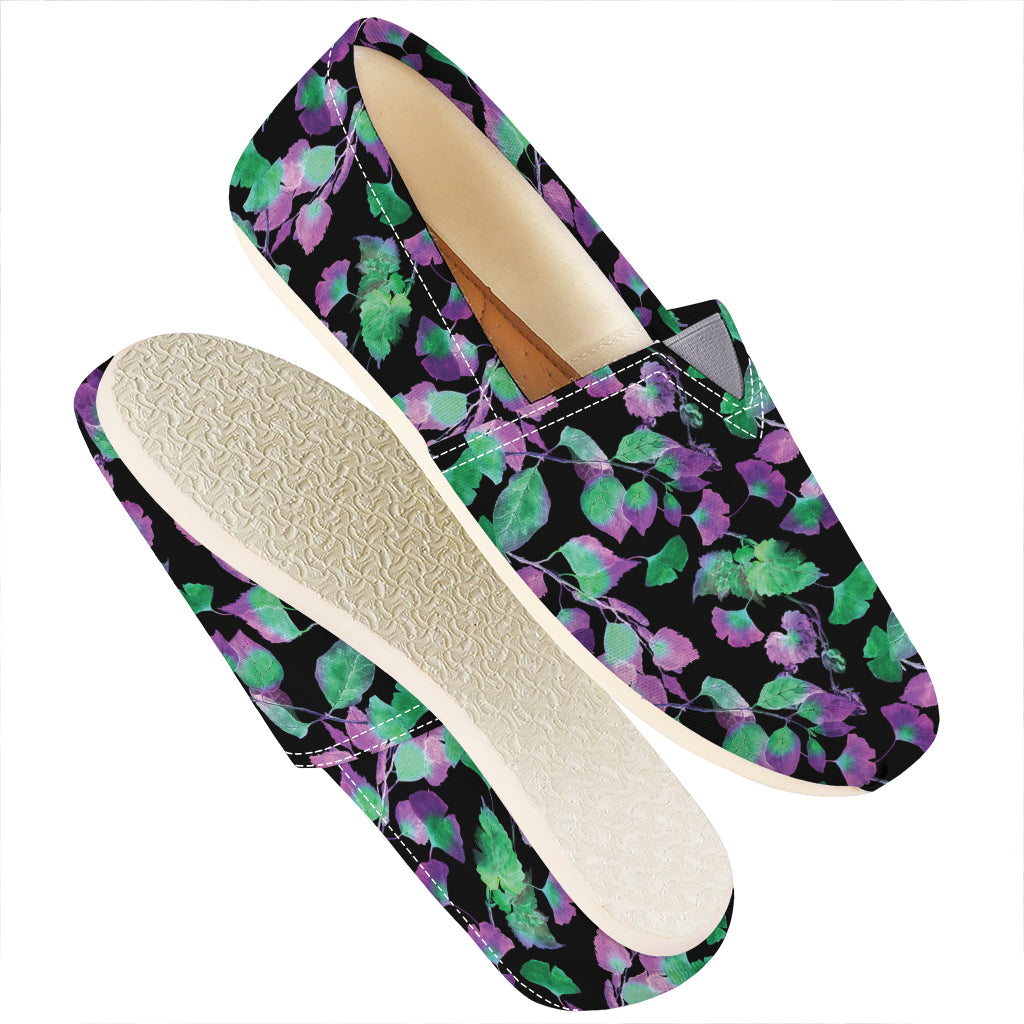 Purple And Green Leaf Pattern Print Casual Shoes