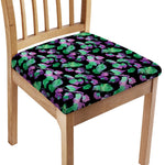 Purple And Green Leaf Pattern Print Chair Cushion Cover