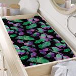 Purple And Green Leaf Pattern Print Changing Pad Cover