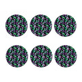 Purple And Green Leaf Pattern Print Coaster Set
