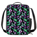 Purple And Green Leaf Pattern Print Crossbody Lunch Bag