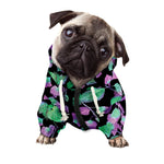 Purple And Green Leaf Pattern Print Dog Zip Up Hoodie