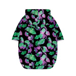 Purple And Green Leaf Pattern Print Dog Zip Up Hoodie