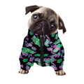 Purple And Green Leaf Pattern Print Dog Zip Up Jacket
