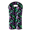 Purple And Green Leaf Pattern Print Double Neoprene Wine Tote