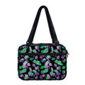 Purple And Green Leaf Pattern Print Double Strap Bible Bag
