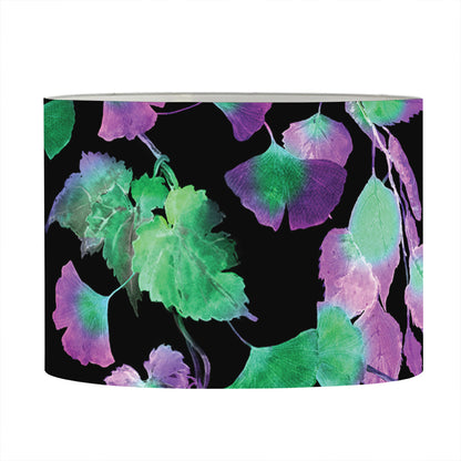 Purple And Green Leaf Pattern Print Drum Lamp Shade