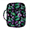 Purple And Green Leaf Pattern Print Front Pocket Bible Bag