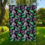 Purple And Green Leaf Pattern Print Garden Flag