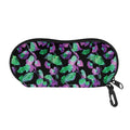 Purple And Green Leaf Pattern Print Glasses Case