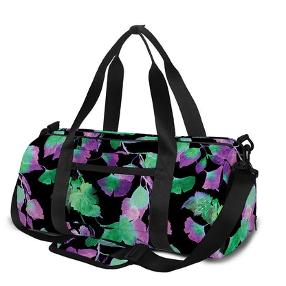 Purple And Green Leaf Pattern Print Gym Bag
