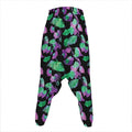 Purple And Green Leaf Pattern Print Hammer Pants