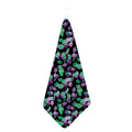 Purple And Green Leaf Pattern Print Hand Towel
