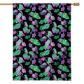 Purple And Green Leaf Pattern Print House Flag