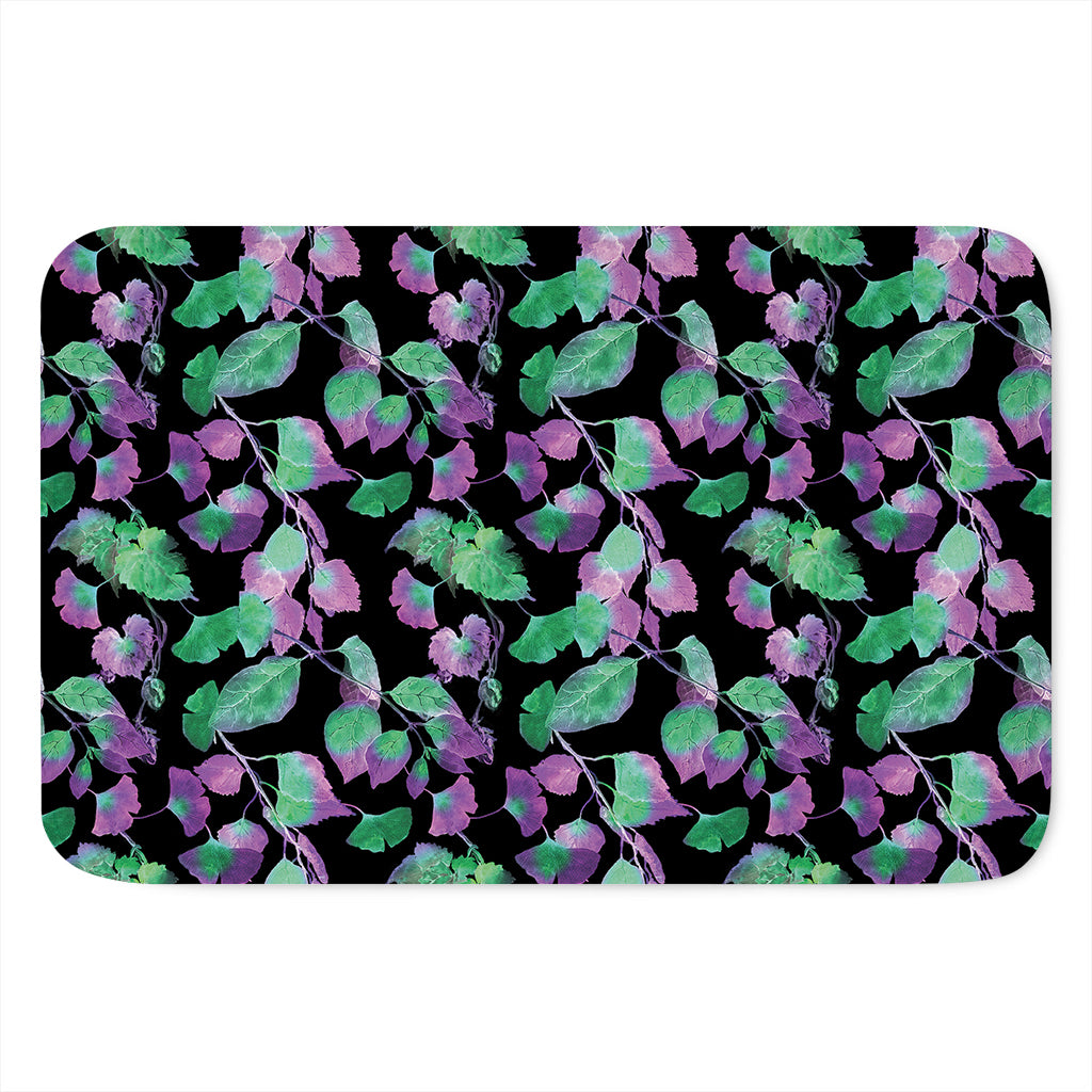 Purple And Green Leaf Pattern Print Indoor Door Mat