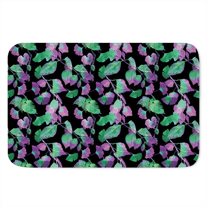 Purple And Green Leaf Pattern Print Indoor Door Mat