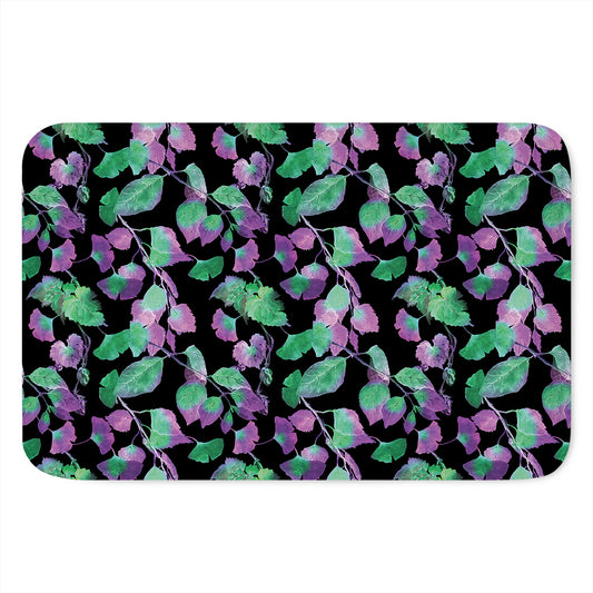 Purple And Green Leaf Pattern Print Indoor Door Mat