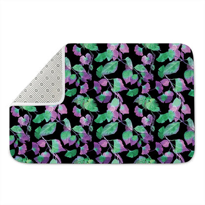 Purple And Green Leaf Pattern Print Indoor Door Mat