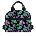 Purple And Green Leaf Pattern Print Insulated Lunch Bag
