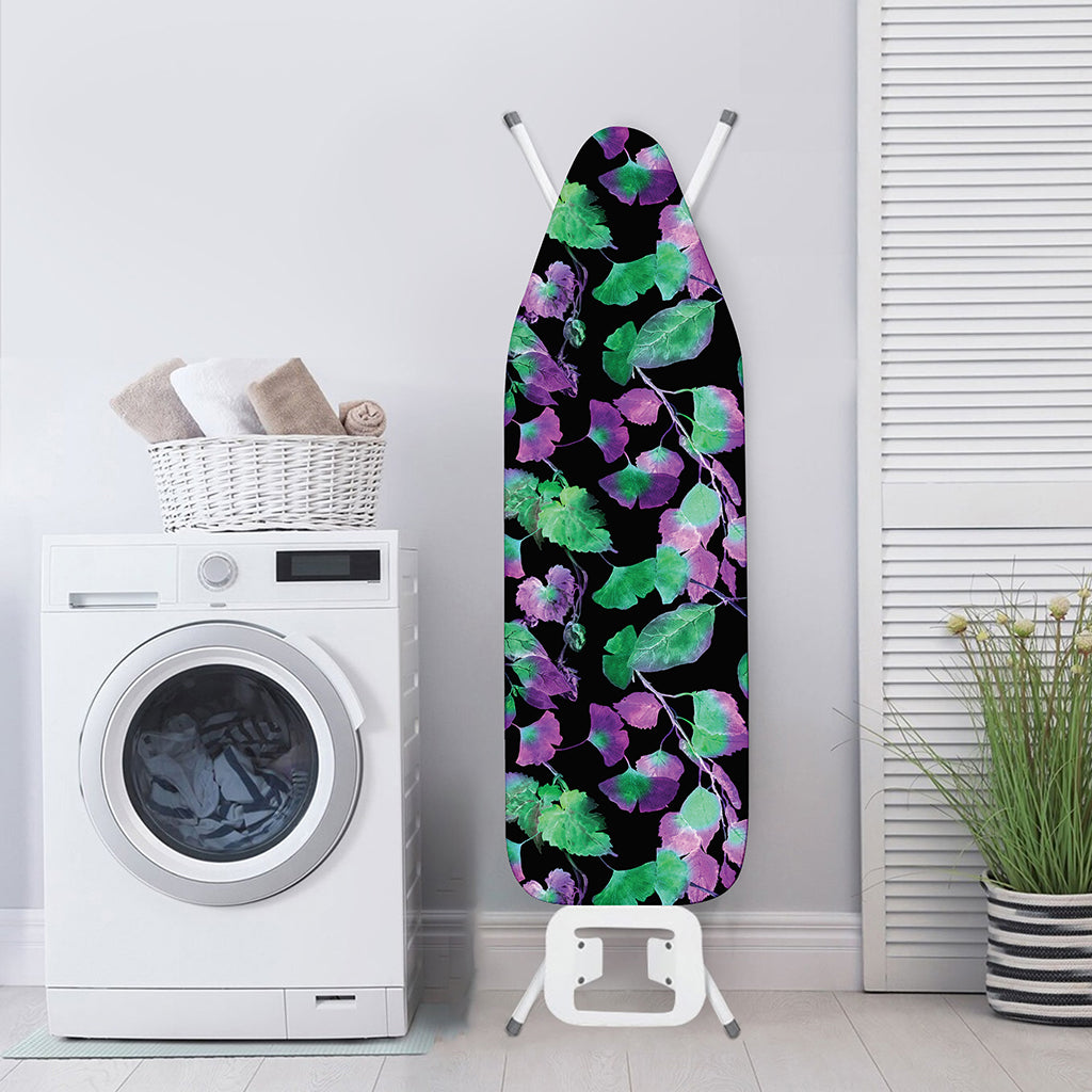 Purple And Green Leaf Pattern Print Ironing Board Cover