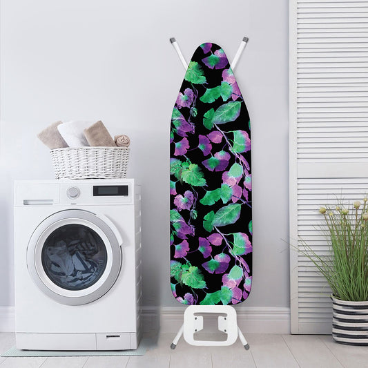 Purple And Green Leaf Pattern Print Ironing Board Cover