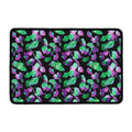 Purple And Green Leaf Pattern Print Kitchen Mat