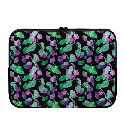Purple And Green Leaf Pattern Print Laptop Sleeve