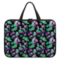 Purple And Green Leaf Pattern Print Laptop Sleeve With Handle