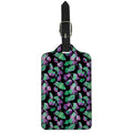 Purple And Green Leaf Pattern Print Luggage Tag