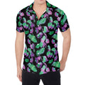 Purple And Green Leaf Pattern Print Men's Shirt